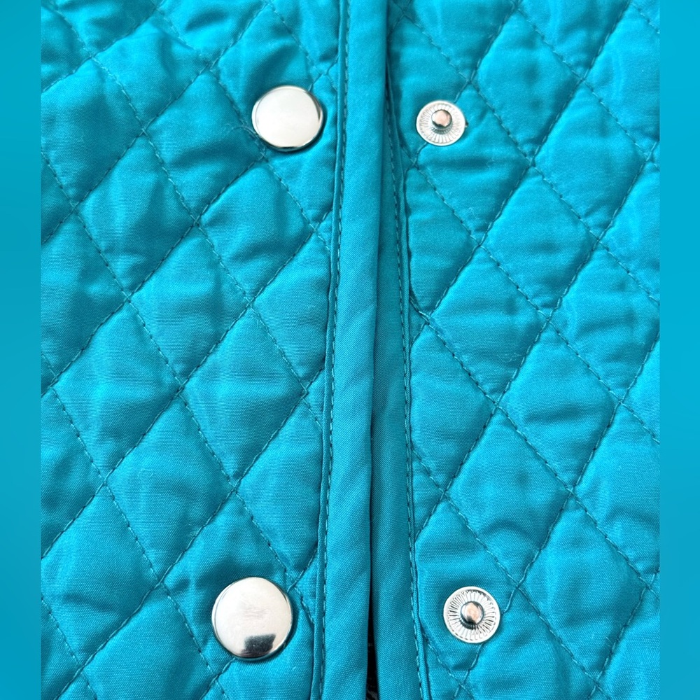 Briggs New York Quilted Aqua/Teal Jacket with Snap Closure Women’s Size Medium - Picture 6 of 12